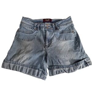Angels Denim Y2K Jean Shorts Womens‎ Size 8 Blue Cuffed Pockets Casual